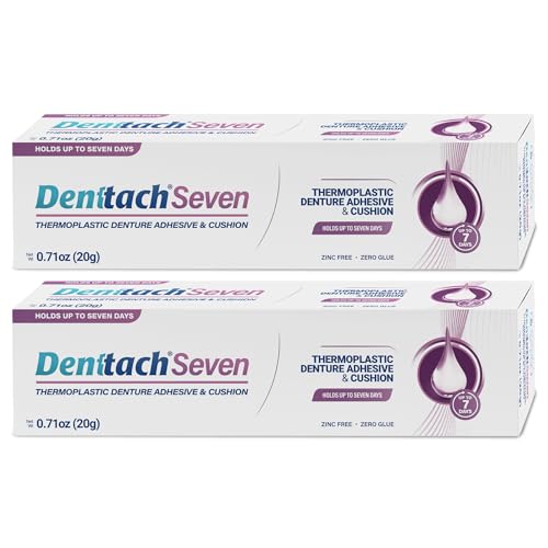 DENTTACH Seven Denture Adhesive Thermoplastic Cushion & Reliner (2) – Zinc-Free, Up to 7 Days