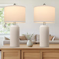 Cream Ceramic Table Lamps Set of 2 - 23.5 Inch Modern Nightstand Lamps - Variation Cream-1