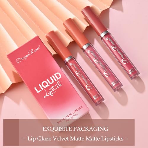 M?TYSUR3Pcs Matte Lipstick Set - Long Lasting & Smudge-Proof, Hydrating Non-Drying lip gloss for Women, Natural Finish with Rich Shades, Nourishing Lipstick for Women, Soft Matte Lip Cream