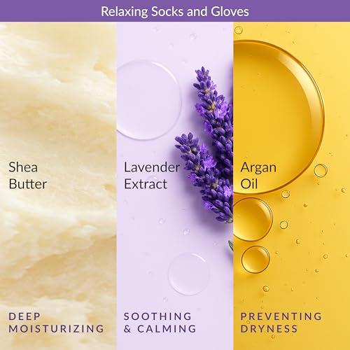 Epielle Relaxing & Nourishing Hand & Foot Masks, Repair and Soften Dry, Overworked Skin, Self Care Gifts for Women, Spa Kit, Stocking Stuffers, 6 Moisturizing Gloves & 6 Moisturizing Socks