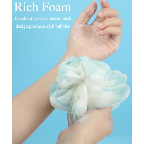 CHENGU 80 Pcs Loofah Sponge Bath Pouf - Bulk Shower Puff for Body Wash - Exfoliating Mesh Scrubber for Baby, Women, Men - 20g (Plain Colors)