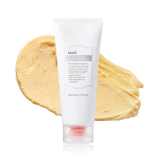 DearKlairs Freshly Juiced Vitamin Clay Mask Cleanser, Deep Pore Wash, Clear Radiant Skin, Tangerine Peel Powder, PHA, Niacinamide, 5.07 Fl Oz (Pack of 1)
