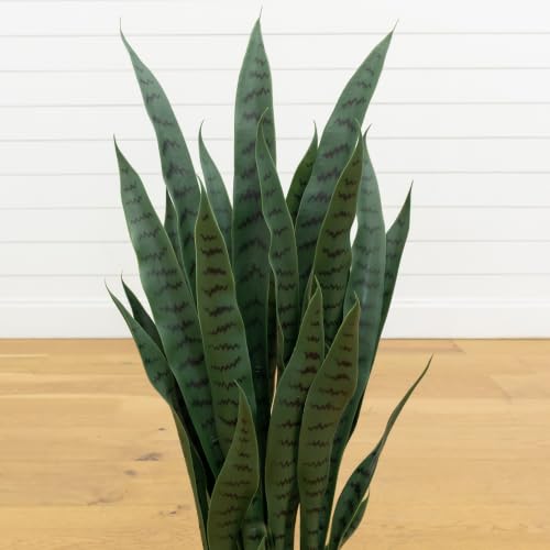 Artificial Snake Plant with Black Planter - Realistic 35-inch Faux Indoor Decor