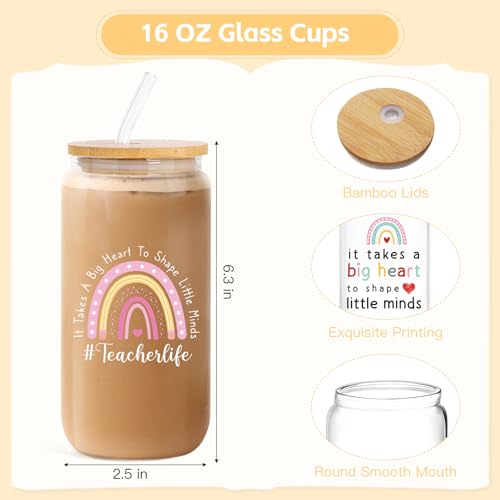 Teacher Appreciation Gifts Set - 12 Pieces with Glass Mug, Makeup Bags & Keychains - Thank You Gifts for Teachers