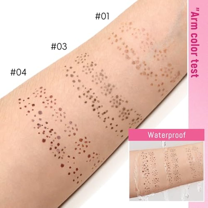 2 in 1 Freckle Stamp Pen Waterproof for Natural Lifelike Faux Freckle Stamp Long Lasting Quick Dry Magic Fake Freckles Stain Marker Pen for Sunkissed Makeup 01#Light Brown