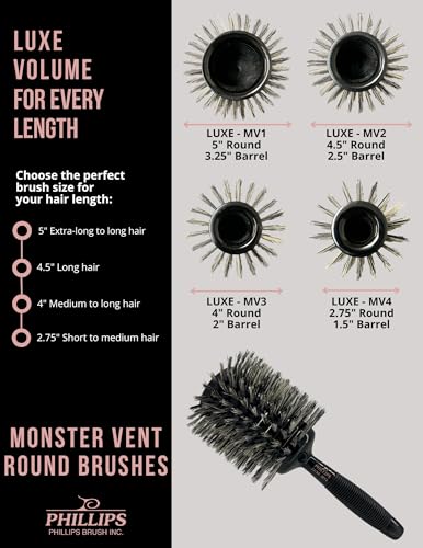 Long Hair Hair Brush with 5 Inch Barrel - Luxe Black & Rose Gold Variation