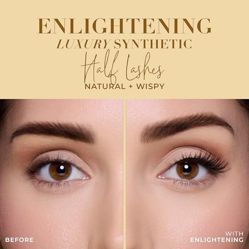 Lilly Lashes Luxury Synthetic Half Lashes (Pack of 4), False Eyelashes, Natural Looking Wispy Lash Strips, Multi-Pack Reusable Up To 15x, Eyelash Glue not Included (Enlightening)
