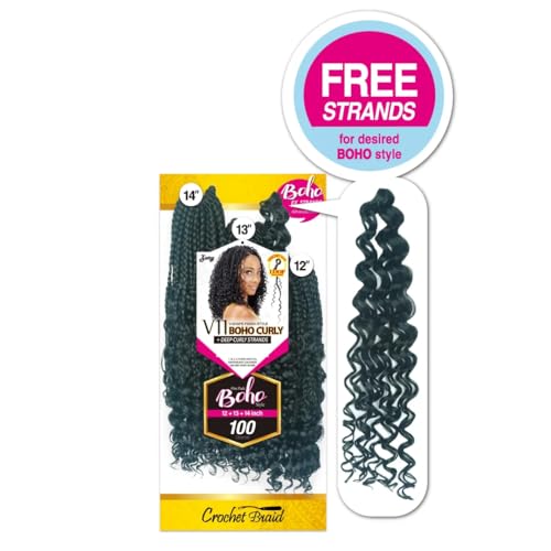 Zury Royal Crochet Braids V-Shape Finish Boho Curly Style Off Black 12-14 Inch