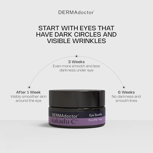 DERMAdoctor Vitamin C Eye Cream with Vitamin E ? Caffeine Under Eye Cream for Dark Circles, Puffiness, Bags, Eye Fatigue, Wrinkles & Dehydration, Anti-Aging Eye Moisturizer Souffl? - 0.5 Fl oz