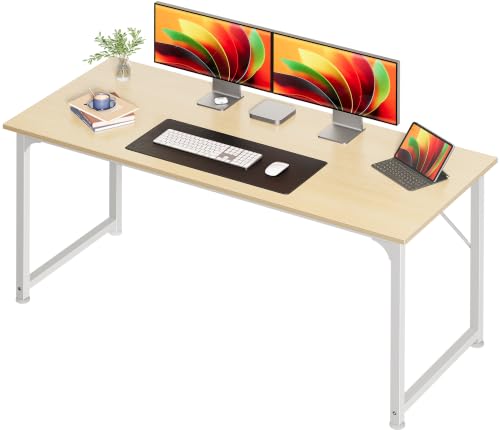 Huuger Maple 54 Inch Computer Desk with Storage, Modern Office & Gaming Workstation