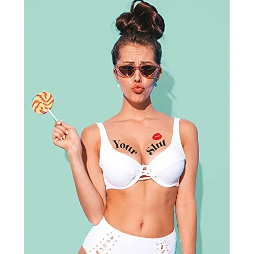 5 Sexy Kinky Chest Breast Temporary Tattoos for Women, Waterproof Fake Tattoo Stickers