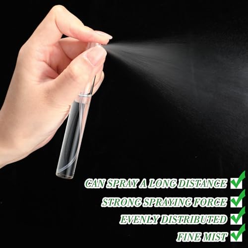 Tanlade 300 Pcs 10ml Mini Spray Bottles Refillable Clear Glass Travel Perfume Atomizer Mouthwash Bottle Cologne Small Sample Containers for Essential Oils, Retailers