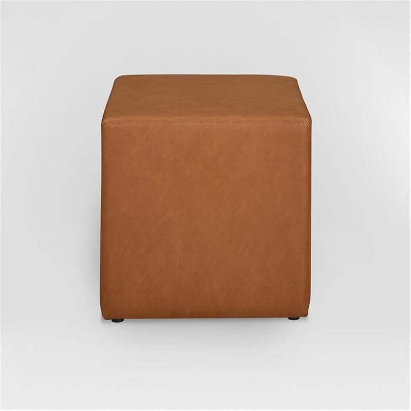 Warren 18-Inch Cube Ottoman with Vegan Leather - Carmel (Variation: Caramel)