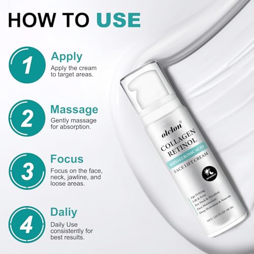 Instant Face Lift Cream - Face and Neck Firming and Tightening Cream with Collagen & Retinol, 6-in-1 Hydrating Neck Firming C-ream | Fast-Absorbing, Visibly Smoothing Lines