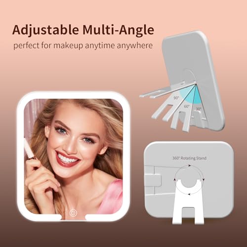 Travel LED Makeup Mirror with Lights, Adjustable & Rechargeable