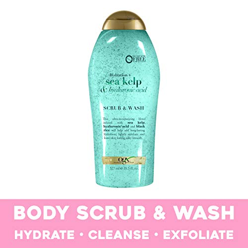 Hydrating Body Scrub & Wash with Sea Kelp & Hyaluronic Acid - Pack of 2, 19.5 Fl Oz