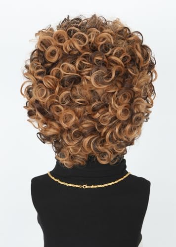Disco 70s 80s Afro Wig Set with Glasses Necklace - Blonde & Brown Variations