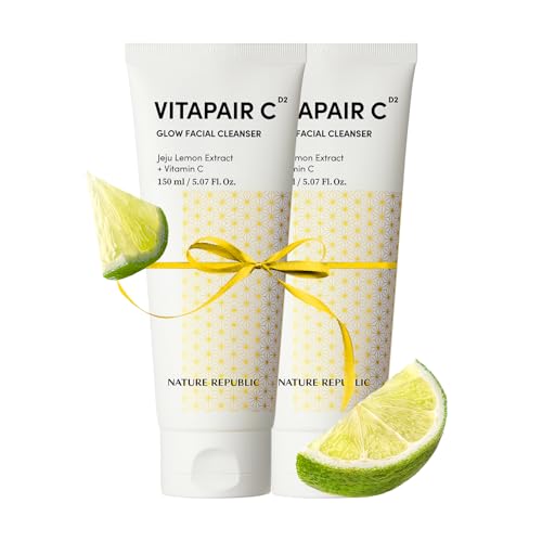 Citrus Vitamin C Glow Facial Cleanser 2 Pack - Green Lemon Extract, Gentle Foaming, 150ml