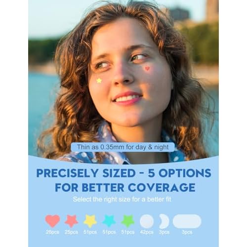 Pimple Patches for Face, 7 Sizes, 5 Shape/Color 250 pcs Acne Patches Hydrocolloid Precise Matches Different Sizes Acne, Spot Stickers With Tea Tree Oil Salicylic Acid Centella Covering Zits Blemishes
