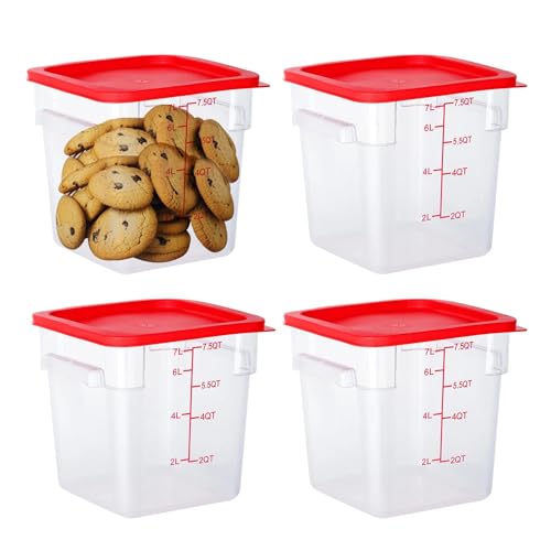 8 Qt Square Food Storage Containers with Lids - NSF Certified, Clear, Pack of 4 - Variation of 8.0 Quarts / Square