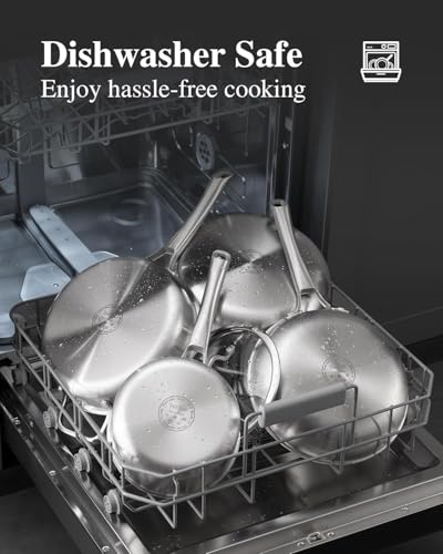 VocVoi 3-Ply Stainless Steel Frying Pan Set 8in/10in/12in with Ergonomic Handles