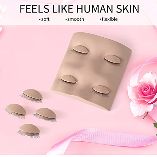 Lash Mannequin Head with 2 Pairs Replacement Eyelids, Eyelash Mannequin Face for Lash Practice, Silicone Rubber Realistic Eyelids for Eyelash Training