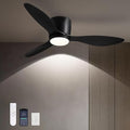 LUDOMIDE 42 Inch Black Ceiling Fan with Lights, Remote & Wall Control, Dimmable, Reversible Motor, Indoor Flush Mount