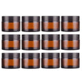 1 Oz Amber Glass Jars with Lids & Liners – 12 Pack Cosmetic Container Set