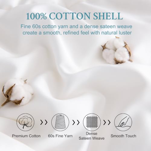 White Summer Lightweight Wool Comforter Twin Size - Breathable Australian Lamb Wool Duvet Insert