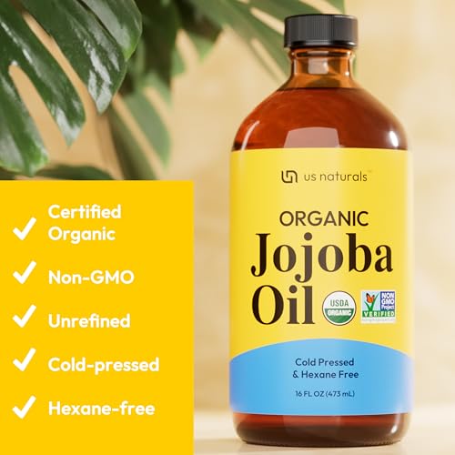 16oz Organic Jojoba Oil ? Glass Bottle ? USDA Certified Organic & Non-GMO ? 100% Pure, Cold-pressed, Unrefined, Hexane-free ? Premium Glow-Boosting Oil