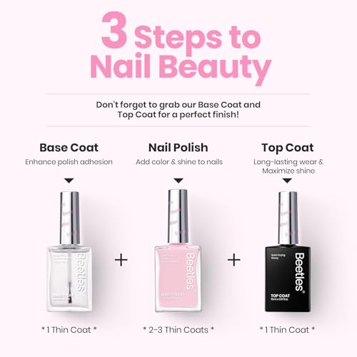 Beetles Light Pink Nail Polish - Cloudy Rose, Pastel Baby Pink Nail Polish Quick Dry, Long-Lasting Pastle Nails, Valentine Fingernail Art Effect Gift for Her - 0.51Fl Oz/15ML