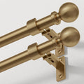 Warm Gold 2 Pack Heavy Duty Curtain Rods 36-56 Inch - Antique Brass Finish