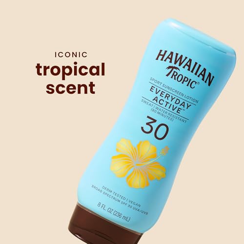 Hawaiian Tropic SPF 30 Sunscreen Lotion 8 Fl Oz Pack of 2 - Water & Sweat Resistant, Oil-Free, Broad Spectrum Protection with Island Botanicals