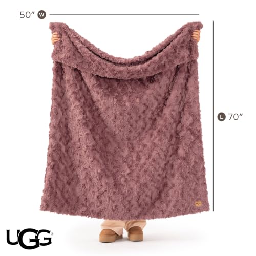 UGG Adalee Faux Fur Throw Blanket Red Gooseberry 50" x 70" – Plush & Warm