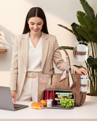 Women's Work Tote Bag with Insulated Lunch Compartment - Fits 15.6 Inch Laptop