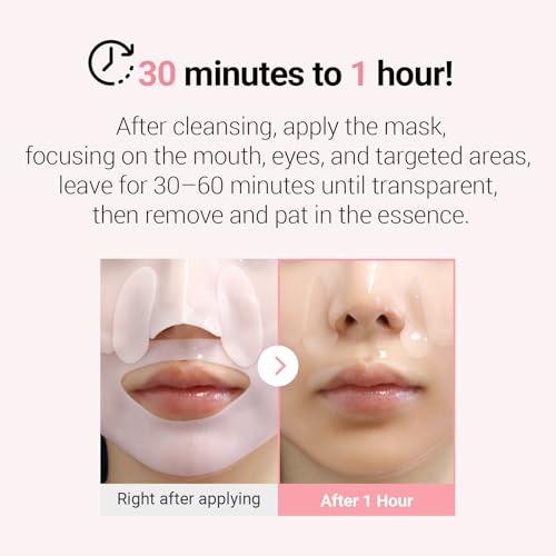 Peach Fit Collagen Hydrogel Mask Set - 300Da Collagen & 12 Peptides for Skin Tightening & Anti-Aging (39g x 5ea) - Variation of Peach Fit Collagen