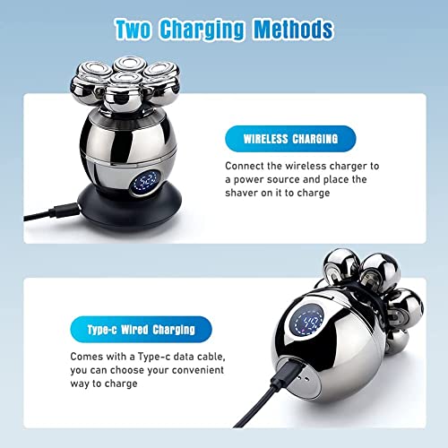 6-in-1 Electric Head Shaver for Bald Men Wet Dry Cordless Rechargeable Skull Razor