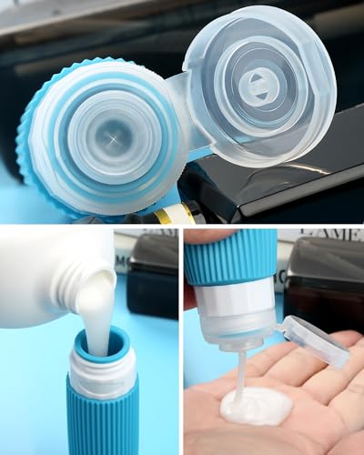Blue 3oz Travel Bottles & Jars Set - Leakproof TSA Approved Toiletry Containers with Clear Bag
