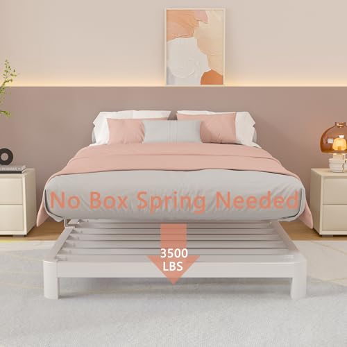 Twin 4-Inch Bed Frame with Metal Slats, No Box Spring Needed, Heavy-Duty Steel Support, Noiseless, Round Corner, Pet & Baby Safe – HQU