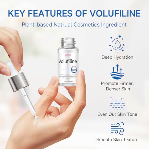 Volufiline Serum, Volufiline Serum Under Eye, Cosmetic Grade Ampoule for Improve Skin Elasticity Face Body Fine Lines Hydrating Texture, 10ml*2