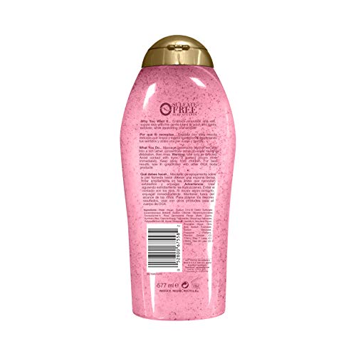 OGX Coffee Scrub and Wash, Coconut 19.5 Fl Oz with OGX Pink sea salt & rosewater gentle soothing body scrub, 19.5 Ounce, 1.0 Count