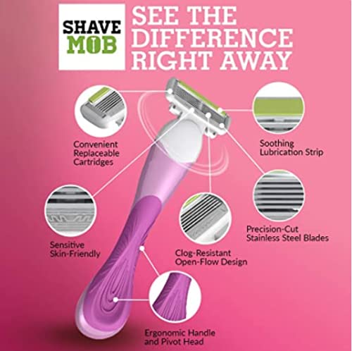 ShaveMOB 4-Blade Shaving Kit for Women with Flex Head + 24 Refills (Pack of 1, 24 Count) – The Purist