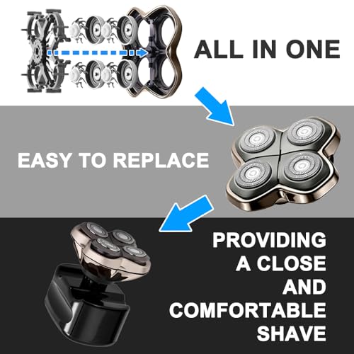 TRAH Shaver PRO 4 Head Replacement Blades 2 Pack for Bald Men Electric Razors