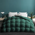 Queen Size Goose Feather Down Fiber Comforter - Green, Pinch Pleat Design