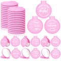 Wenqik 64 Pcs Pink Inspirational Mini Compact Mirrors for Purse Women Small Gifts Bulk, Round Makeup Folding Hand Mirrors, Client Guest Gifts Ideas, Women's Day Party Favors for Bridal Wedding