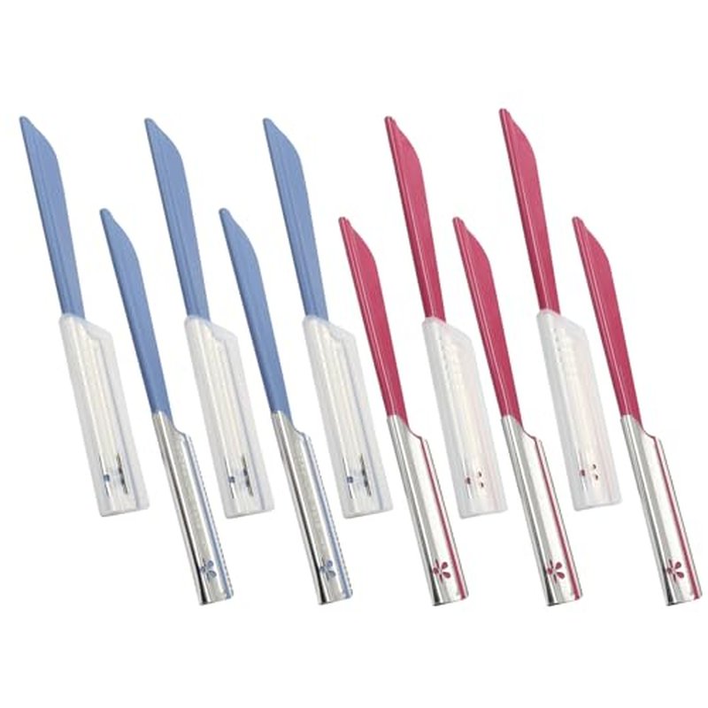 10 pcs Eyebrow Razor WomenFace Razors Facial Hair Removal Exfoliating Dermaplaning Tool Face Shavers Upper Lip Hair Removal Travel Razor(Red and Blue)