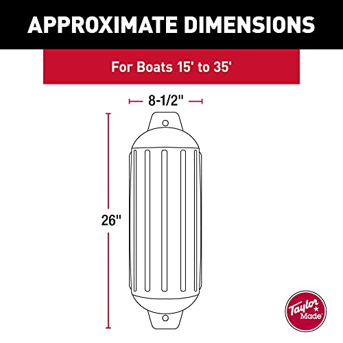 Inflatable Vinyl Boat Fender - 8.5 x 26 Inches, White - Super Gard