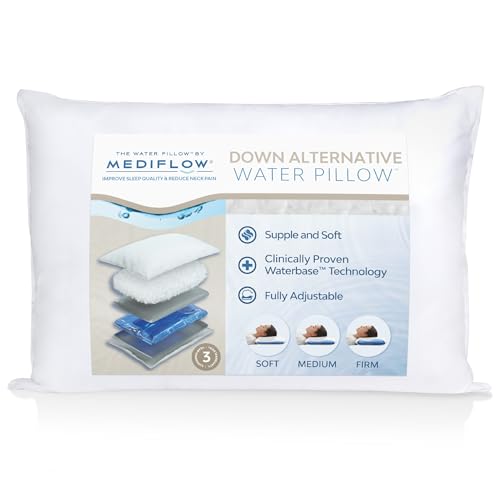 Mediflow Water Pillow - Adjustable Down Alternative Neck Support - Single Pack