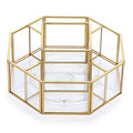 Hipiwe Octagon 360° Rotating Glass Makeup Organizer with 5 Slots - Gold Frame