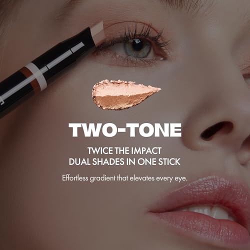 ELROEL Double Shadow Stick Eye Makeup - 48HR Long Lasting Dual-Tone Gold-Espresso